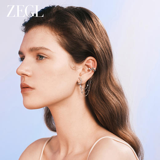 ZEGL设计师月映星河系列耳夹女无耳洞耳骨夹一体式耳环耳钉耳饰品 商品图3