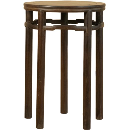 清 红木罗锅枨五足圆香几 商品图5