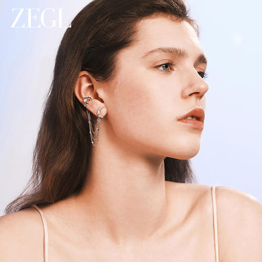 ZEGL设计师月映星河系列耳夹女无耳洞耳骨夹一体式耳环耳钉耳饰品 商品图2