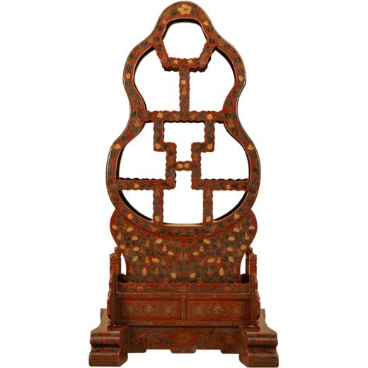 清 朱漆彩绘葫芦形座屏式多宝格 商品图5