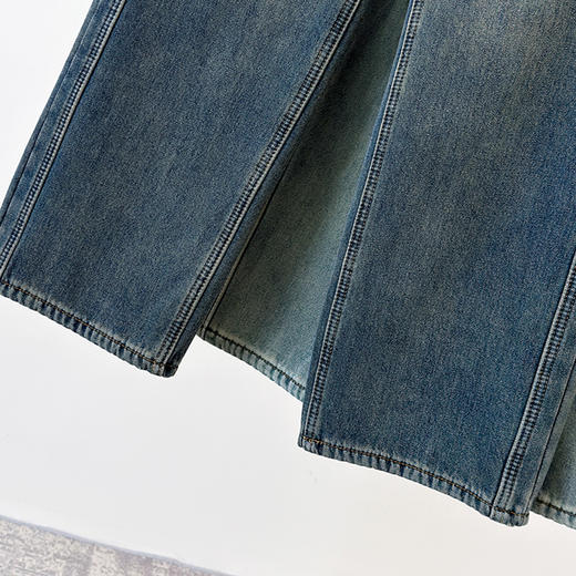 奢姿大码女装2024年春季新款减龄直筒裤子胖妹妹时尚百搭牛仔裤5541565393 商品图3