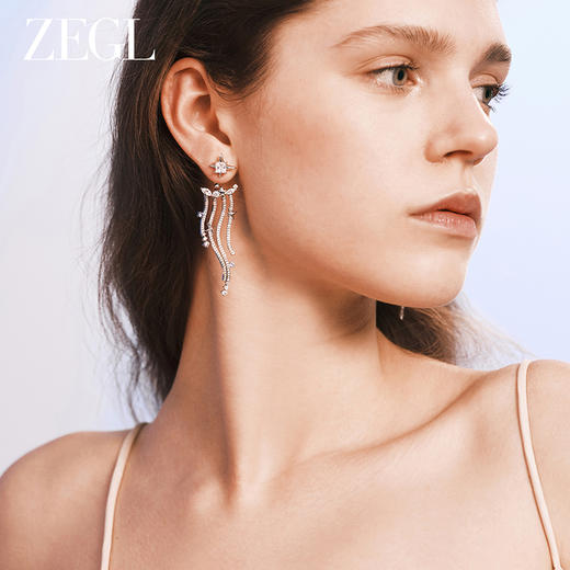 ZEGL设计师月映星河系列流苏耳环女2024新款月亮星星耳钉银针耳饰 商品图5