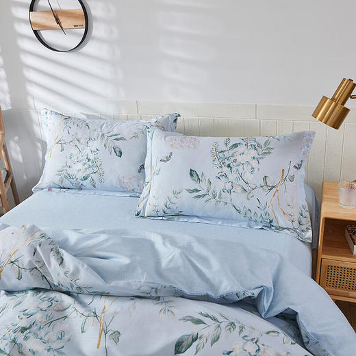 恒源祥全棉四件套床单被套21支竹节棉四季款 春日信笺1.5米床200*230cm 商品图4