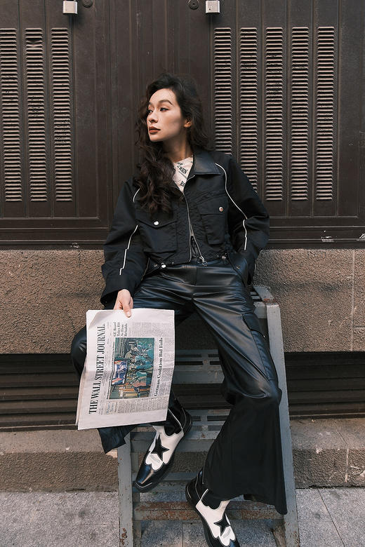 尼龙拼皮短款外套 商品图3