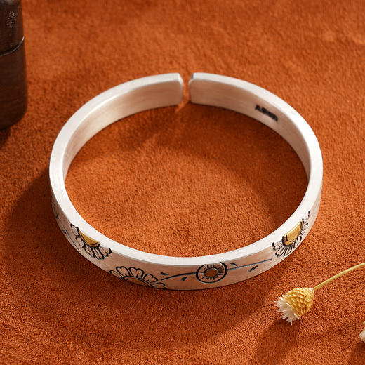 子佩集S999银【阳甘】手镯【YS005】带金色2403 商品图5