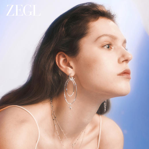 ZEGL设计师月映星河系列月亮星星耳环女2024新款流苏耳钉银针耳饰 商品图5