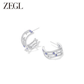 ZEGL设计师月映星河系列925银星星耳环2024新款耳圈星芒耳钉耳饰