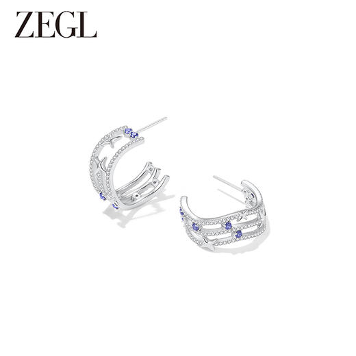 ZEGL设计师月映星河系列925银星星耳环2024新款耳圈星芒耳钉耳饰 商品图0