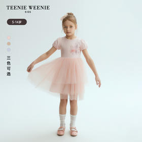TeenieWeenie Kids小熊童装春夏女童拼接网纱公主袖连衣裙TKOM246366I