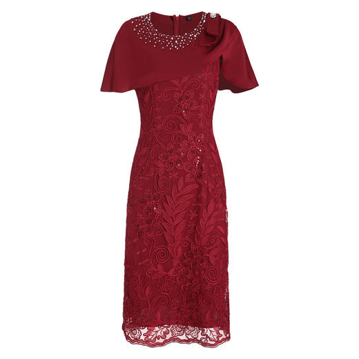 DNO4CA9046春夏新款网纱披肩连衣裙2024年大码婚宴喜婆婆妈妈装礼服 商品图4