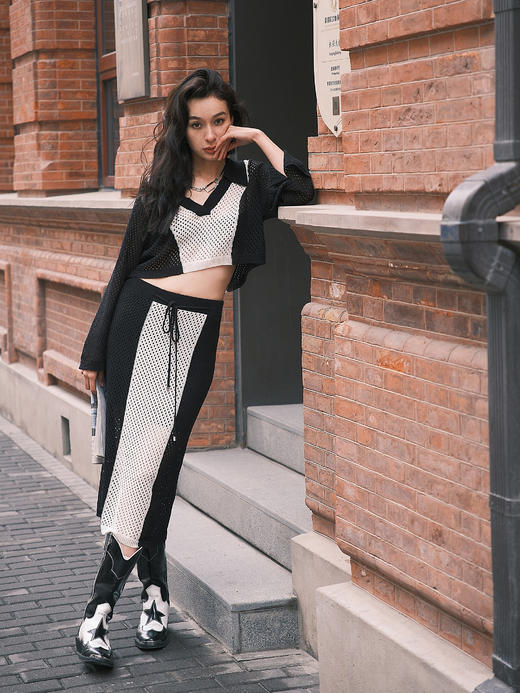 黑白拼接翻领上⾐ 商品图3