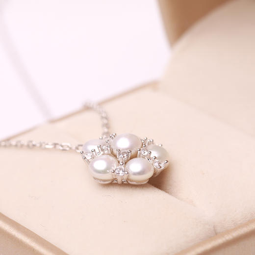 美裕  925银淡水珍珠链坠3-4mm白107849 商品图3