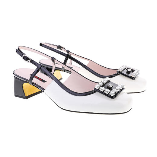 sheme进口皮料拼接搭配方牌水晶优雅时尚女士单鞋可定制 商品图11