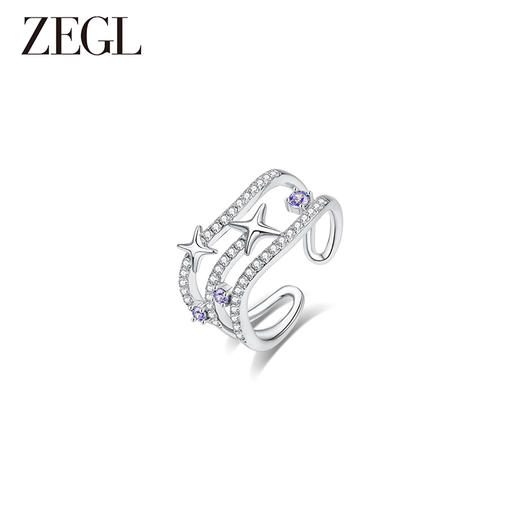ZEGL设计师月映星河系列925银星星戒指女小众设计高级感开口指环 商品图0