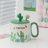 陶瓷马克杯清新仙人掌大容量带盖勺家用情侣早餐奶牛办公室咖啡杯 商品缩略图7