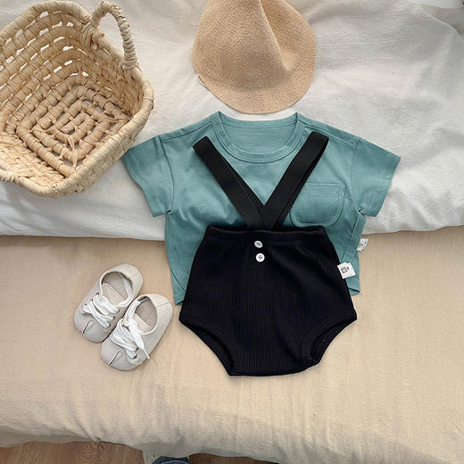 【夏季背带面包裤】INS款婴幼儿黑色背带包屁短裤男女宝宝韩国同款百搭洋气高腰裤子 商品图1