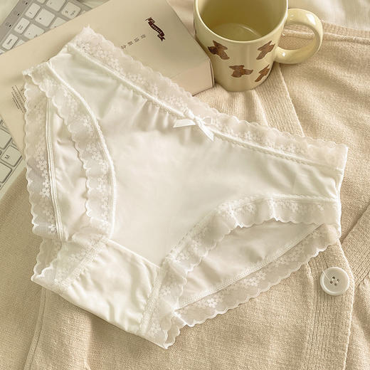 “奶油少女”【屁屁面膜裤】春夏纯色蕾丝内裤女生中腰速干 商品图7