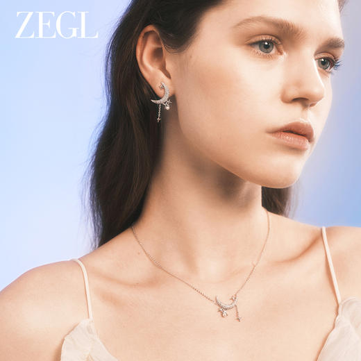 ZEGL设计师月映星河系列925银月亮耳环女2024新款星星耳钉耳饰品 商品图3