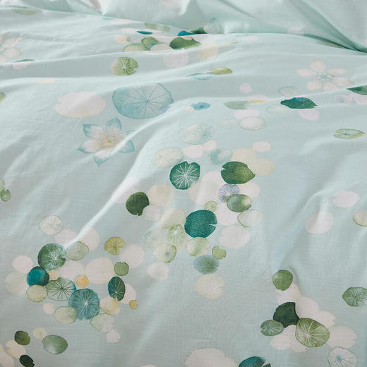 恒源祥全棉四件套床单被套枕套21支竹节棉 盛夏荷塘1.5米床200*230cm 商品图6