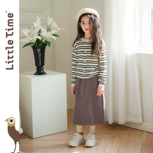 littletime女童黑白条纹针织毛衣开衫春夏新款韩版气质长袖外套 商品图2