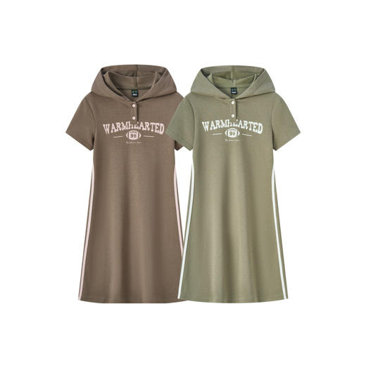 森马连衣裙女字母印花复古潮流休闲新款夏修身连帽短裙运动风 商品图4