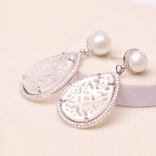 美裕 925银淡水珍珠耳钉6-7mm 107884 商品图2