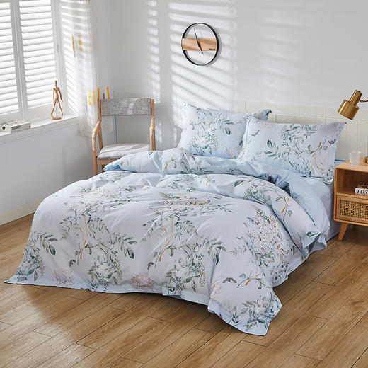 恒源祥全棉四件套床单被套21支竹节棉四季款 春日信笺1.5米床200*230cm 商品图5