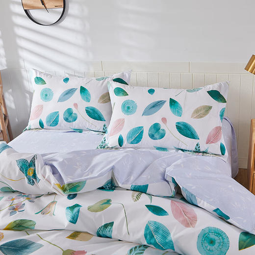 恒源祥全棉四件套床单被套枕套床上套件花卉四季款 落花潇潇200*230cm 商品图3