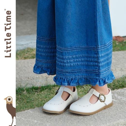 littletime女童宽松裤子2024春装新款阔腿裤裙裤春秋中大童牛仔裤 商品图2