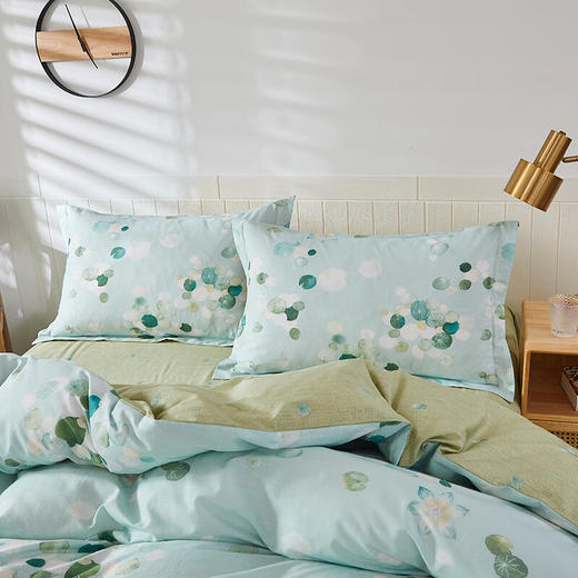 恒源祥全棉四件套床单被套枕套21支竹节棉 盛夏荷塘1.5米床200*230cm 商品图2