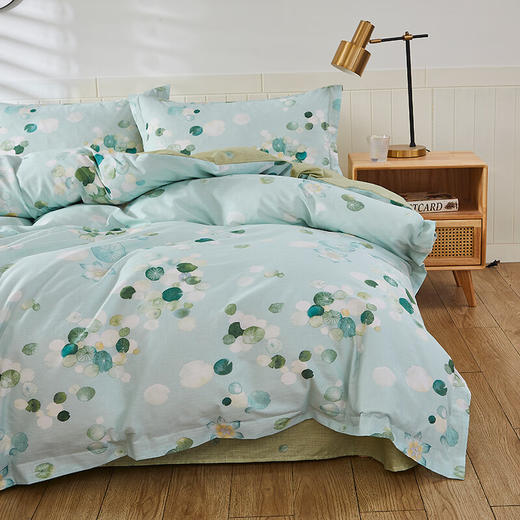 恒源祥全棉四件套床单被套枕套21支竹节棉 盛夏荷塘1.5米床200*230cm 商品图1