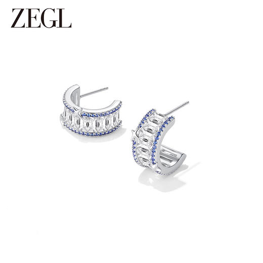 ZEGL设计师月映星河系列月亮925银耳环女2024新款耳圈耳钉耳饰品 商品图0