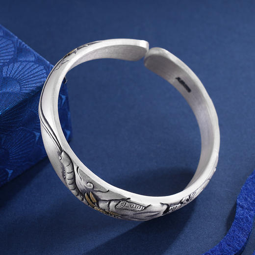 子佩集S999银【吉祥如意】手镯【YS018】带金色嵌真金2403 商品图5