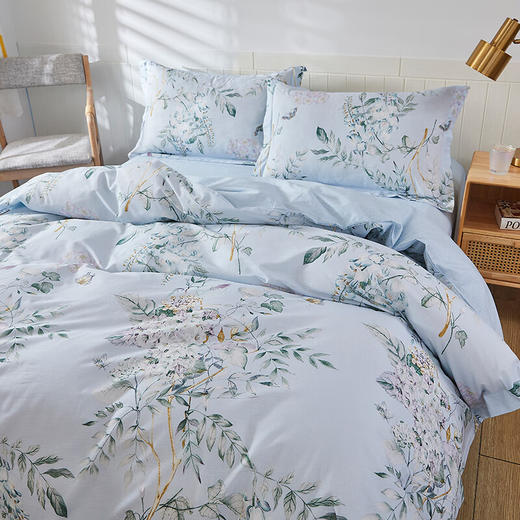 恒源祥全棉四件套床单被套21支竹节棉四季款 春日信笺1.5米床200*230cm 商品图2