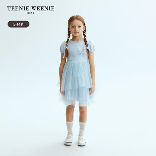 TeenieWeenie Kids小熊童装春夏女童拼接网纱公主袖连衣裙TKOM246366I 商品图1