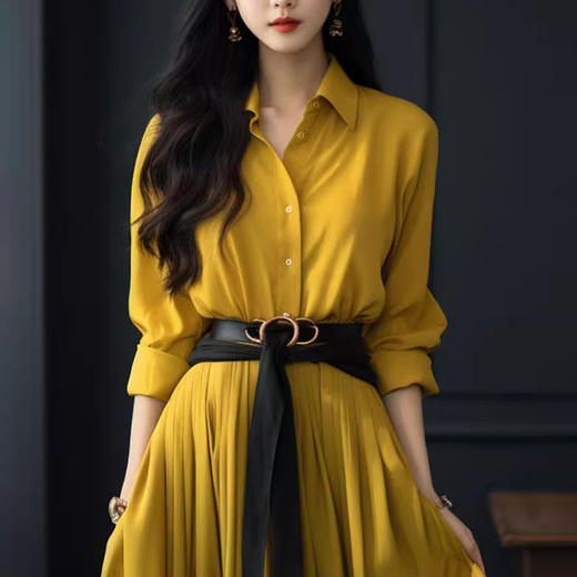 裁缝学苑AQ245长袖衬衫连衣裙纸样女装新款法式polo领收腰裙子版型 商品图2