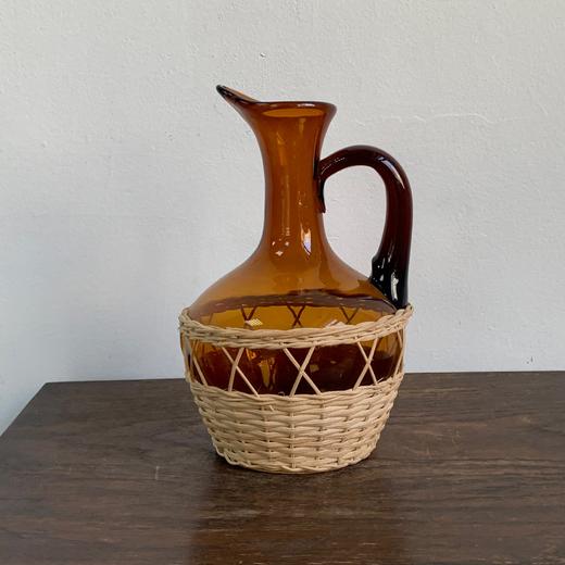西班牙产藤编琥珀玻璃水罐/花瓶 商品图4