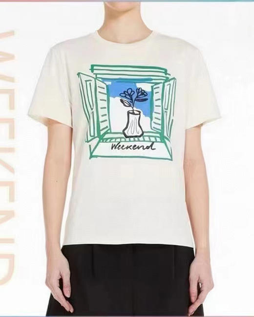 7折  限时 weekend 女士 窗边花卉印花圆领T恤 BH2471 商品图0