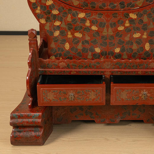 清 朱漆彩绘葫芦形座屏式多宝格 商品图2