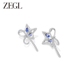 ZEGL设计师月映星河系列蝴蝶结耳环女2024新款星星耳钉银针耳饰品