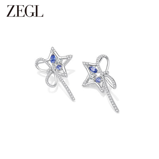 ZEGL设计师月映星河系列蝴蝶结耳环女2024新款星星耳钉银针耳饰品 商品图0