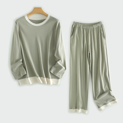 【宅家幸福感】米馨悦 舒感棉撞色圆领/翻领开衫家居服套装  50703  50702 翻领/圆领 亲肤舒感棉，透气舒爽细腻；宽松自在，一衣两穿 商品图3