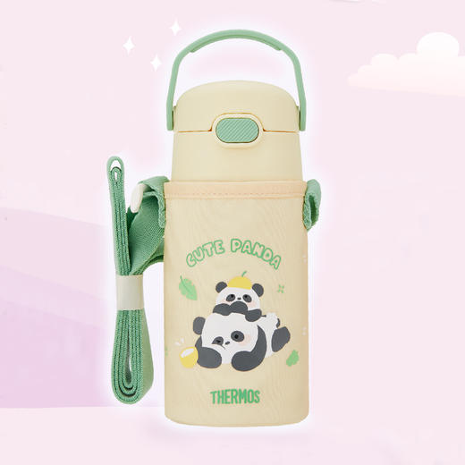 膳魔师x熊猫乐园tritan吸管杯儿童水杯（附赠杯套）420ml 商品图0