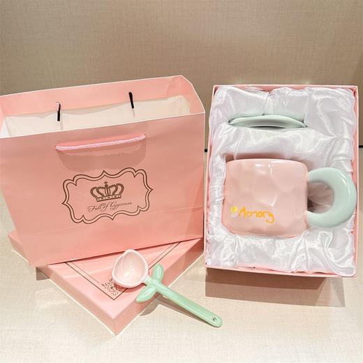 奶fufu郁金香勺子马克杯带盖子可爱男女学生情侣杯牛奶杯水杯套装 商品图5