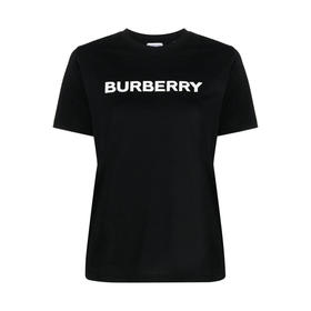BURBERRY 巴宝莉 女士字母徽标印花棉质圆领短袖T恤 黑色 8080324 A1189