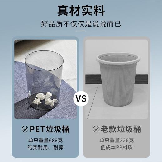 「北欧风！颜值派」垃圾桶客厅居家日用颜值亚克力透明厕所厨房创意大号办公室卧室收纳整理纸篓 商品图3