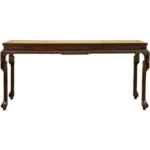 清 红木三镶云石云纹三弯腿画桌 商品图5