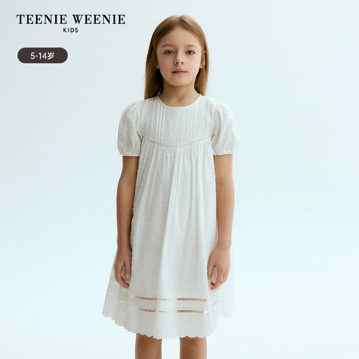 TeenieWeenie Kids小熊童装春夏女童全棉法式泡泡袖连衣裙TKOW246461N 商品图1