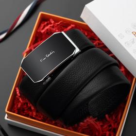 皮尔卡丹黑色男式自动扣皮带