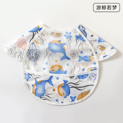 【短袖防污罩衣 一擦即净】宝宝儿童吃饭罩衣婴儿围嘴围兜防水饭兜防油围嘴反穿衣男女宝四季 商品图7